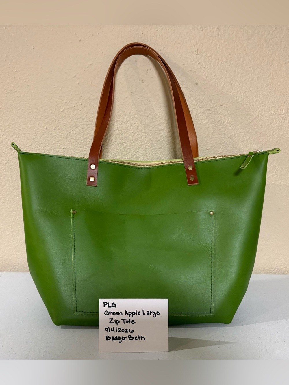 Portland Leather Goods PLG Green Apple Large Zip Tote BNNU No Tags - Picture 12 of 14